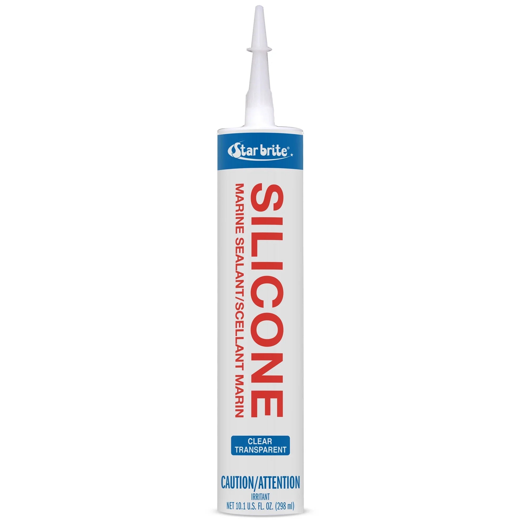 STAR BRITE Marine Silicone Sealant - Clear, 10.1 Oz Cartridge, Waterproof, Strong UV Durable for Fiberglass, Metal, Wood, Glass, Ceramic & More (082122)