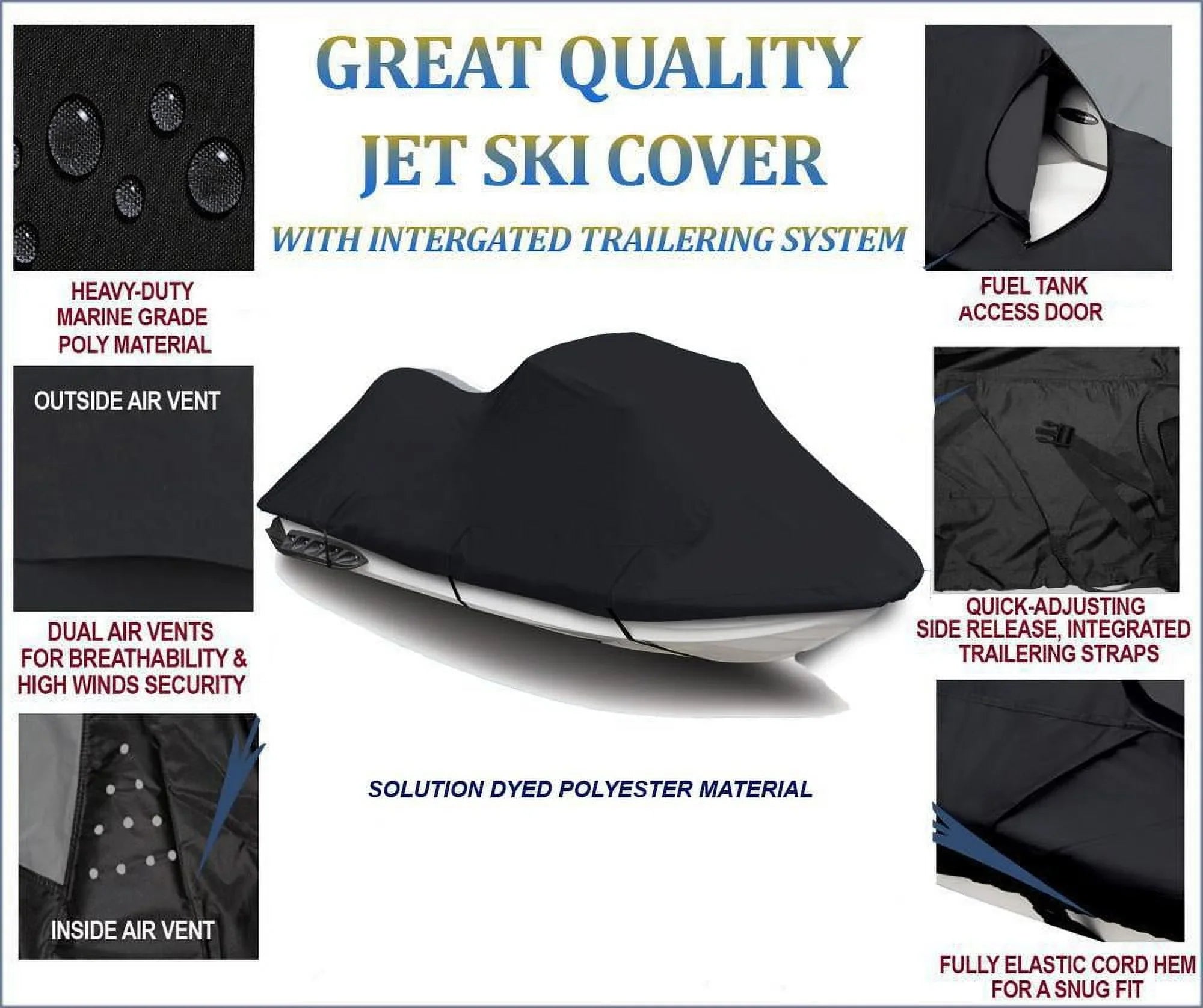 BLACK PWC 600D JET SKI Coating Fitting for Polaris Genesis FI 2001