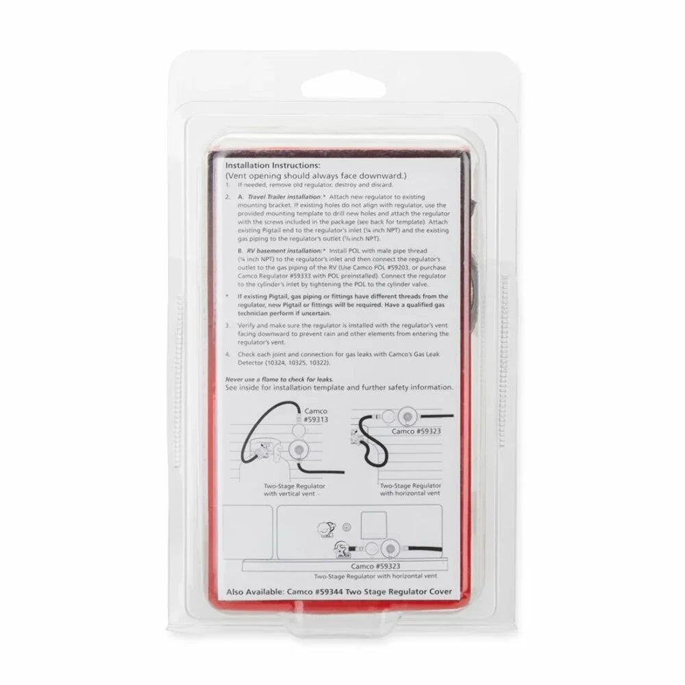 Camco 59323 Horizontal Two Stage Propane Regulator - Feature Integral First and Second Stages