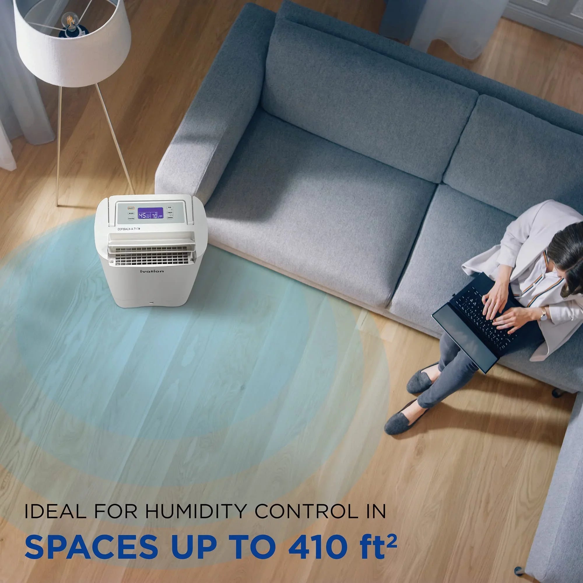Ivation 19 Pint, 410 Sq/Ft, Wifi Dehumidifier W/ Drain Hose & Smartphone Control