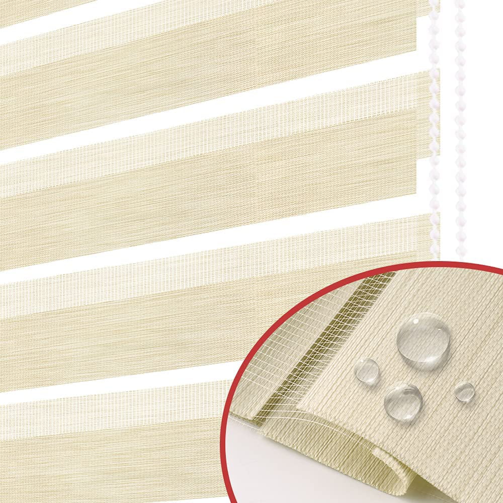 LUCKUP Zebra Blinds for Windows, Dual Layer Roller Sheer Shades Blinds for Day and Night, Light Control Window Treatments Shades with Valance Protection 29" W x 72" L, Striped Beige