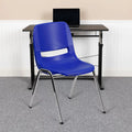 Flash Furniture HERCULES Series 440 lb. Capacity Kid's Navy Ergonomic Shell Stack Chair with Chrome Frame and 14" Seat Height [RUT-14-NVY-CHR-GG]