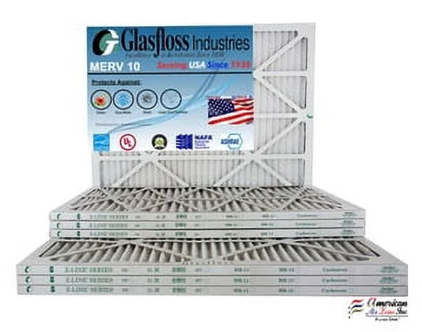 Glasfloss 12x36x1 - MERV 10 - Pack of 4 - Furnace Air Filter - Made in USA (Actual Size: 11.5 x 35.5x7/8 inch)