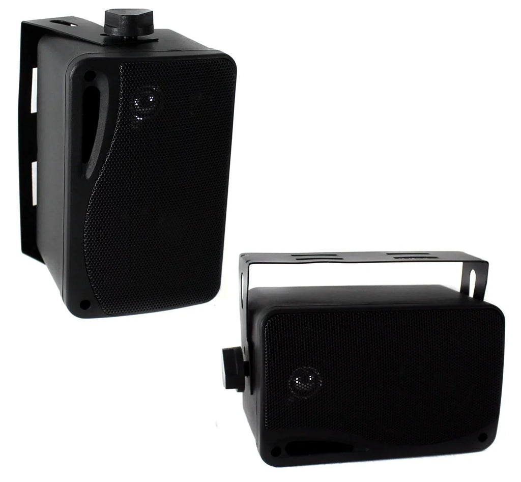 4 x New Pyle PLMR24 3.5'' 200 Watt 3-Way Environment Proof Marine Mini Box Speaker System (Black), and Enrock Audio 16-Gauge 50 Foot Speaker Wire