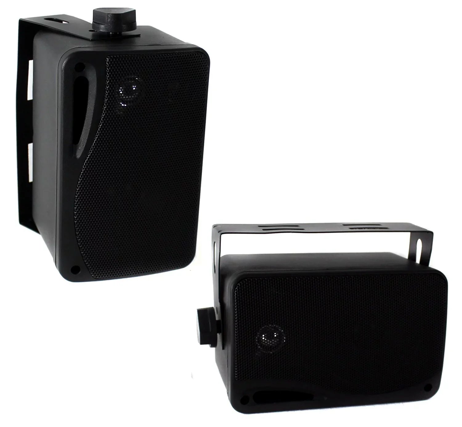4 x New Pyle PLMR24 3.5'' 200 Watt 3-Way Environment Proof Marine Mini Box Speaker System (Black), and Enrock Audio 16-Gauge 50 Foot Speaker Wire