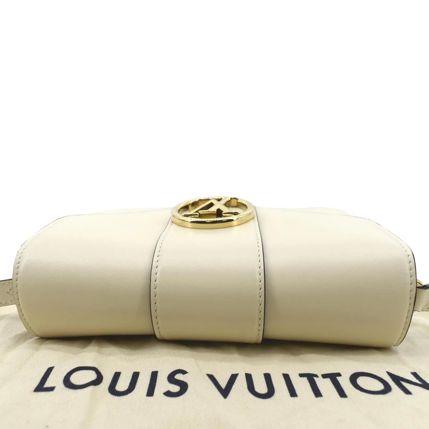 Pre-owned LOUIS VUITTON Pont 9 Calfskin Leather Shoulder Bag Creme