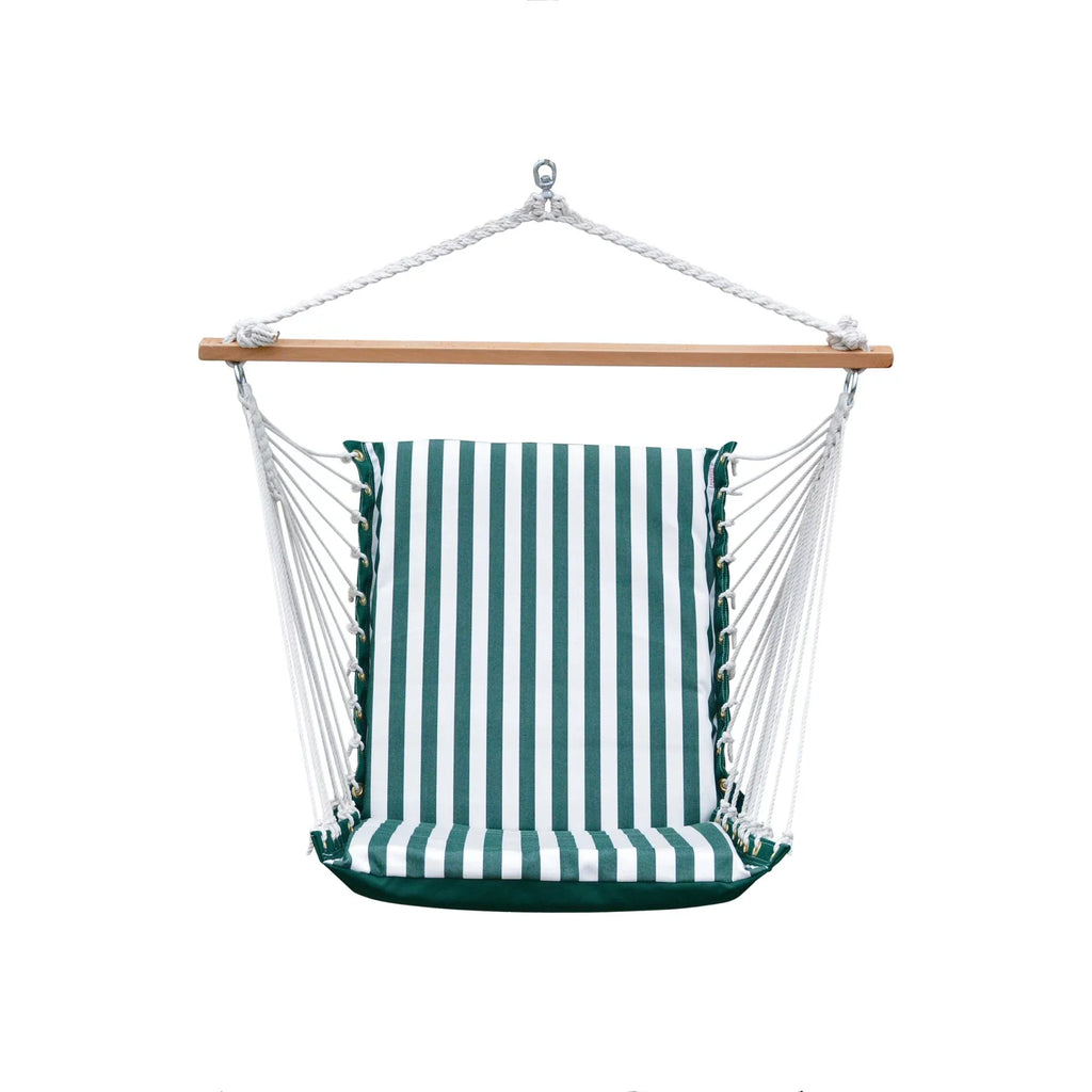 The Hamptons Collection 48" Green and White Acrylic Soft Comfort Hammock Chair