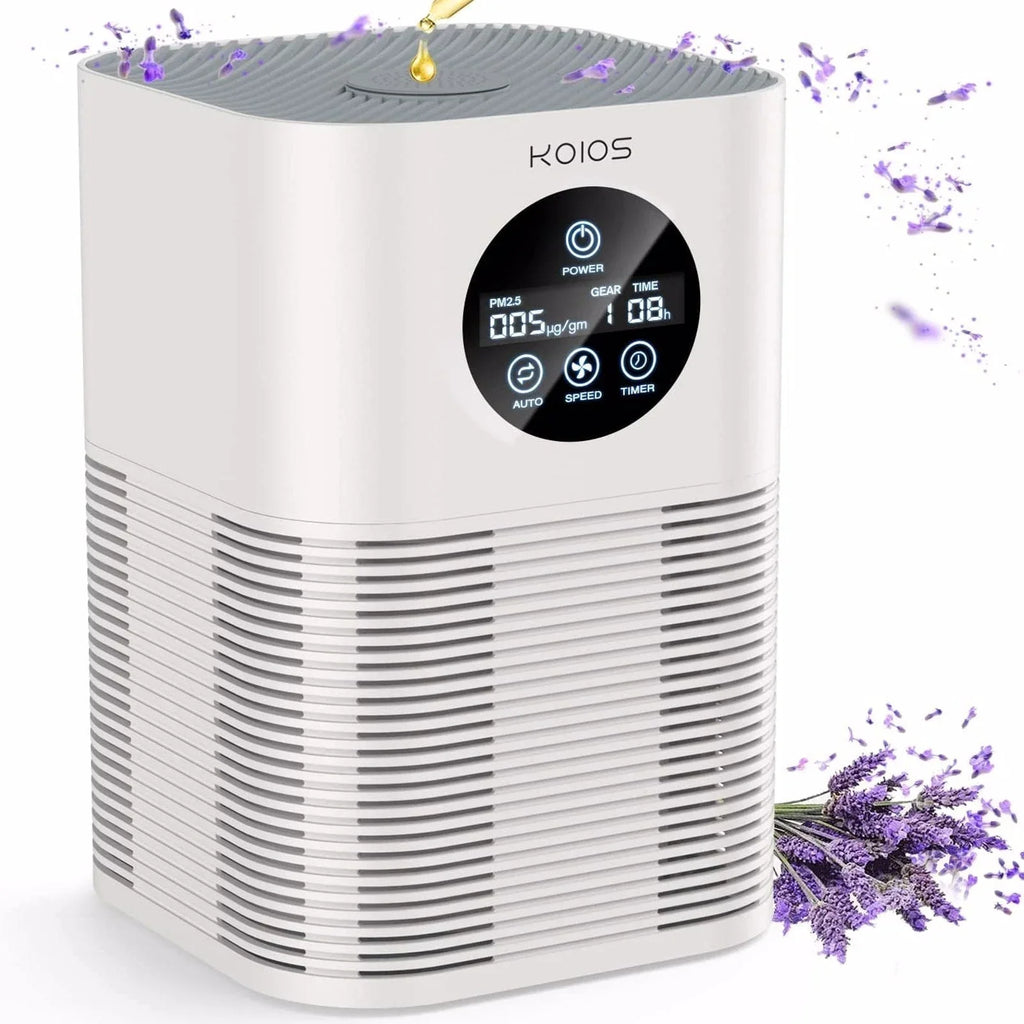 KOIOS Air Purifiers for Home Bedroom, H13 HEPA Air Purifier with Auto Speed Control for Smoke (HQKJ-50, white)