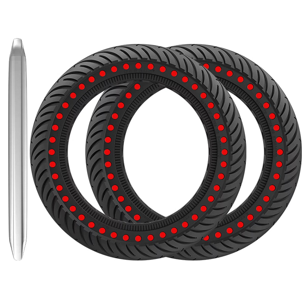 Tomshoo M365 E Tyre 2pcs 8.5 Inch Solid Rubber Tire Set with Mounting Tool for Puncture proof Riding