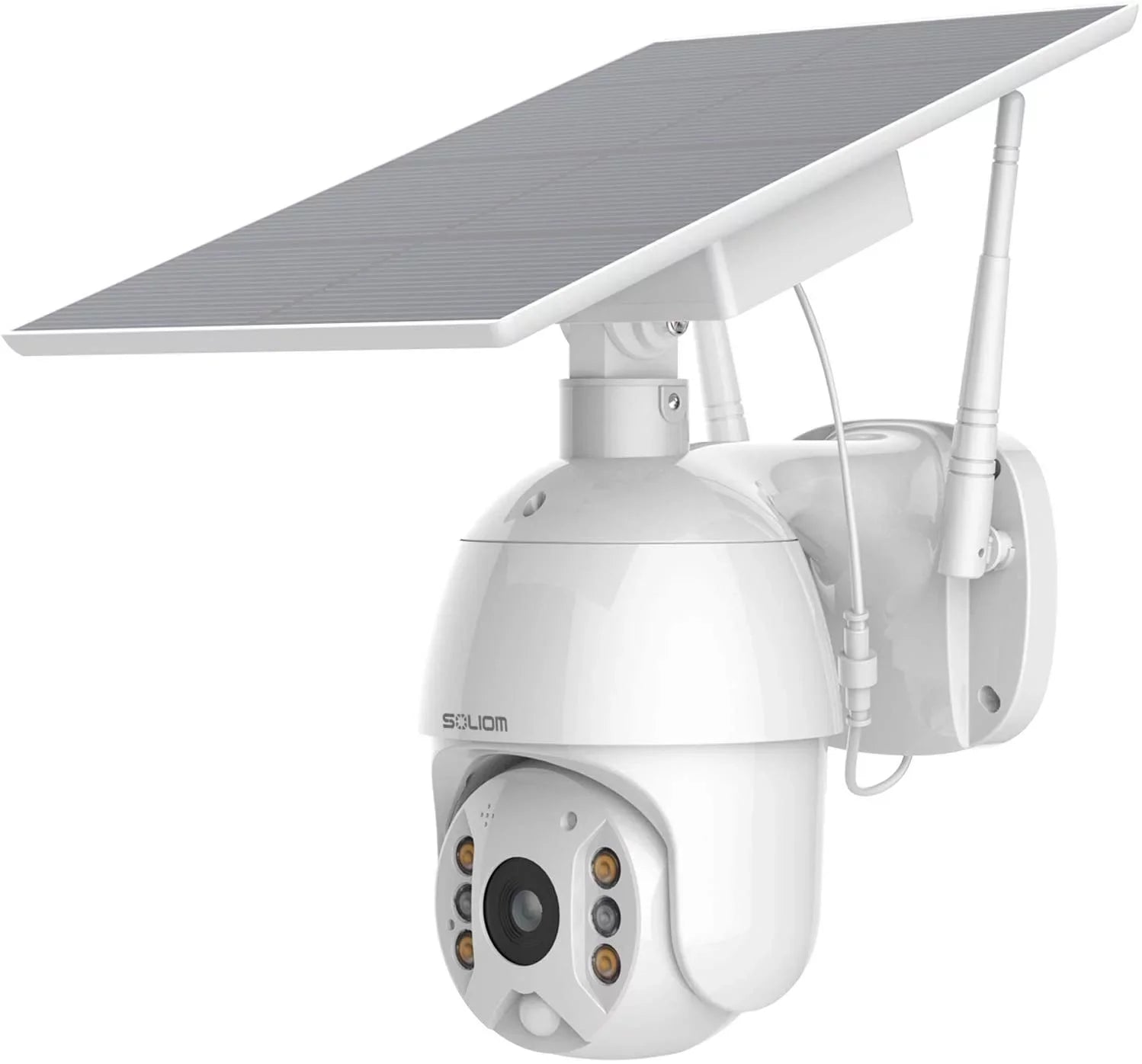 Security Camera Outdoor,Wireless WiFi Pan Tilt Spotlight Solar Battery Powered Motion Detection Home Camera with Color Night Vision,2.4G WiFi ,Secure Cloud/Sd Slot Storage -SOLIOM S600