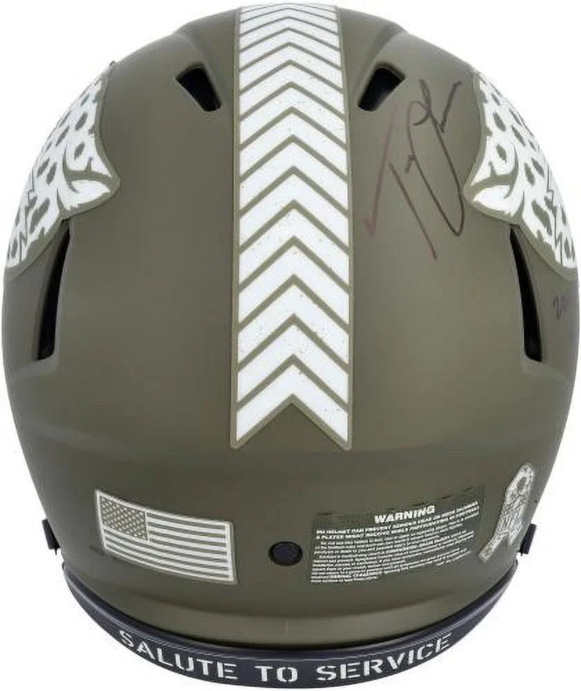 Trevor Lawrence Jacksonville Jaguars Autographed Riddell 2022 Salute to Service Speed Authentic Helmet with "2021 #1 Pick" Inscription - Fanatics Authentic Certified