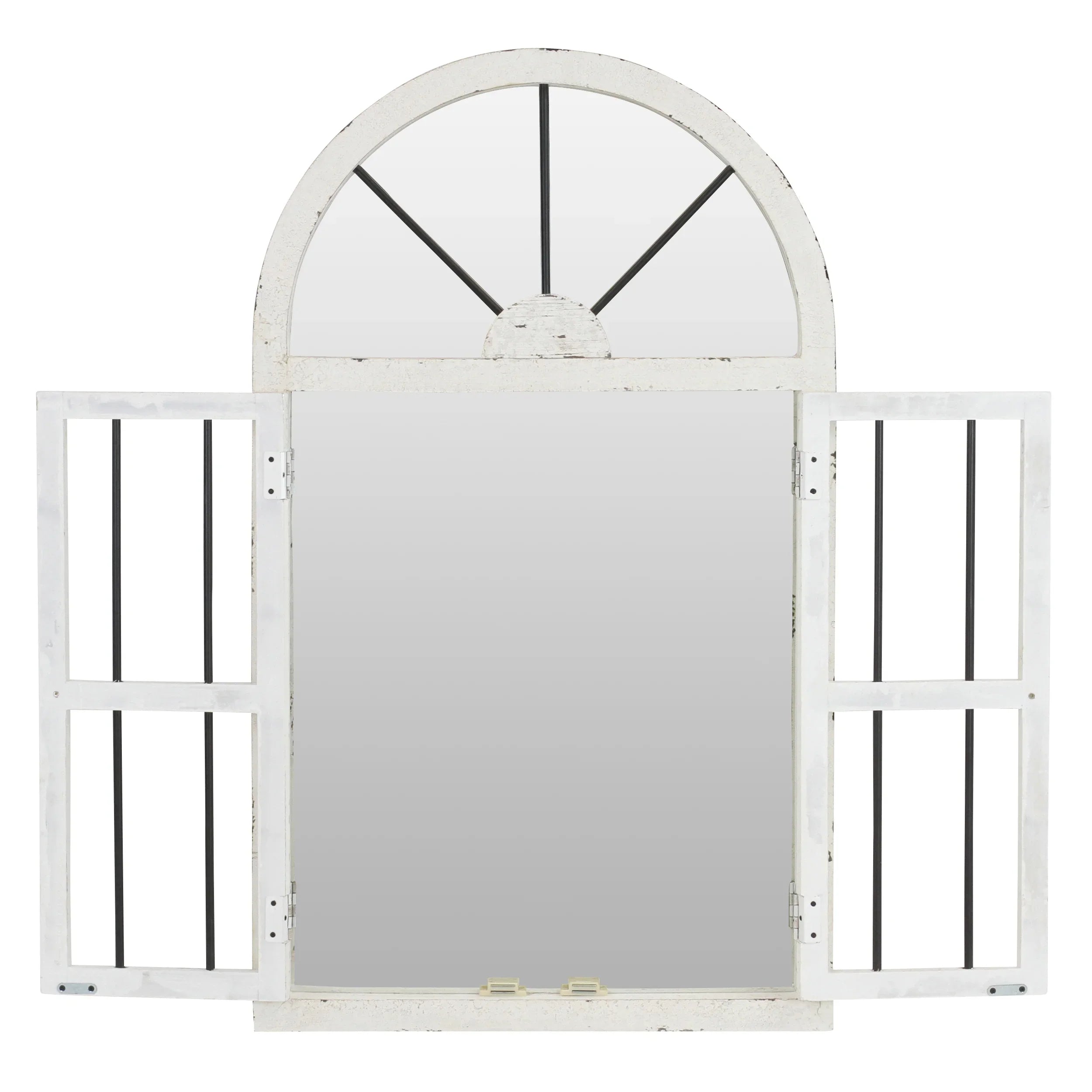 Arched Window Wall Mirror Cottage Chic White 42" x 25" by Aspire