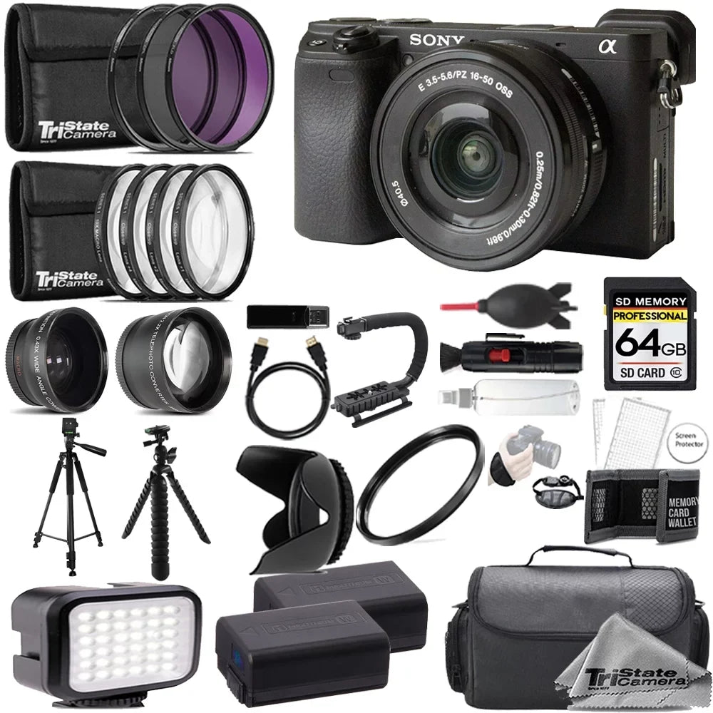 Sony Alpha a6400 Mirrorless Digital Camera with 16-50mm Lens + 64GB + Extra Battery+ 9 PC Filter- ULTIMATE Kit