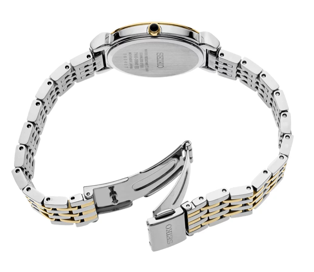 Seiko SFQ800 Essential Two Tone Stainless Steel Arabic Dial Quartz Women's Watch