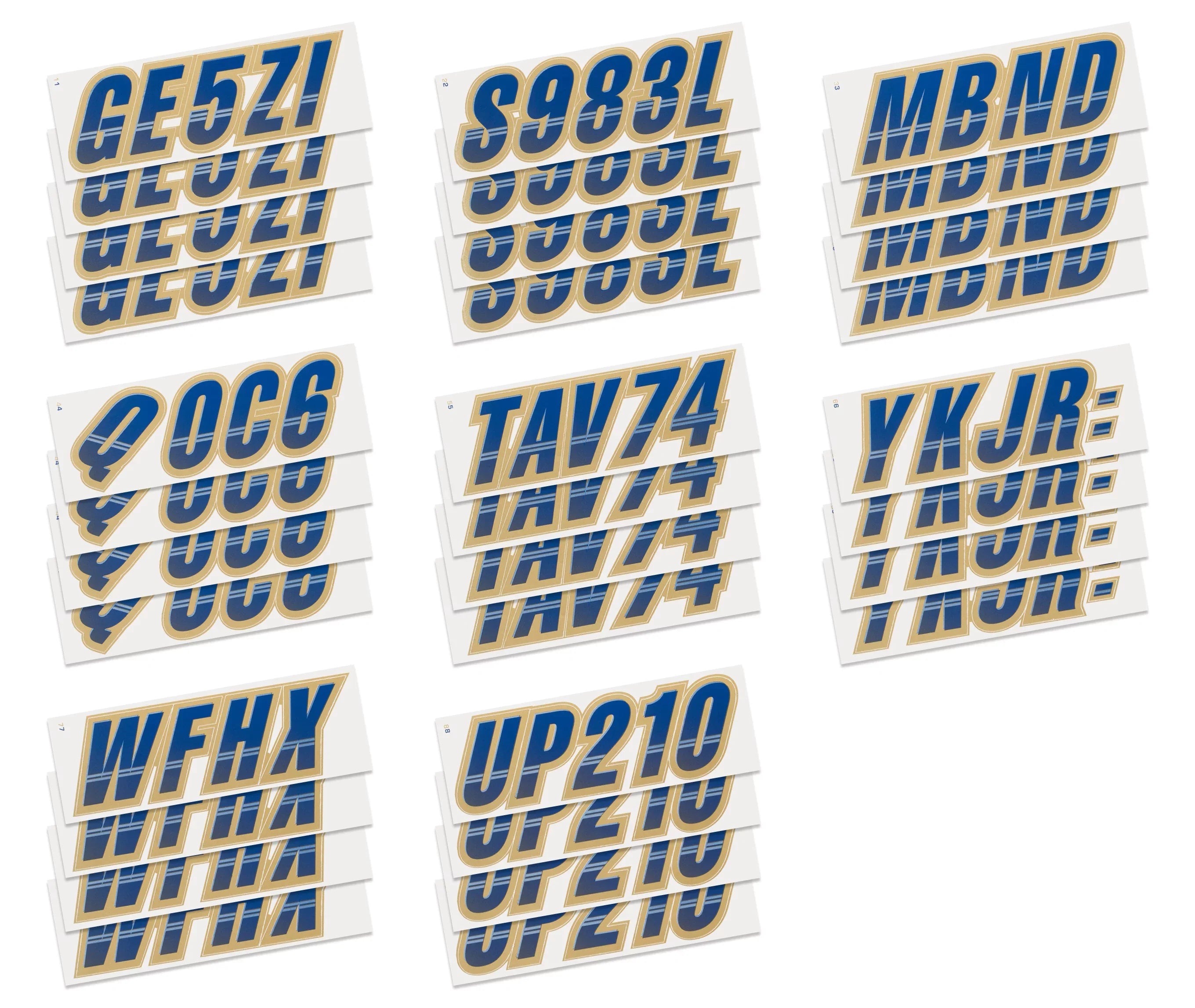 STIFFIE Techtron Navy/Gold 3" Alpha-Numeric Identification Custom Kit Registration Numbers & Letters Marine Stickers Decals for Vessel & Personal Watercraft PWC