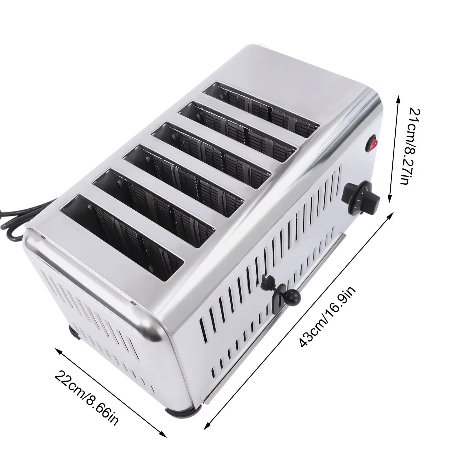 TFCFL Commercial 6-Slice Toaster 1680W Electric Bread Toaster Bagel Toaster Machine