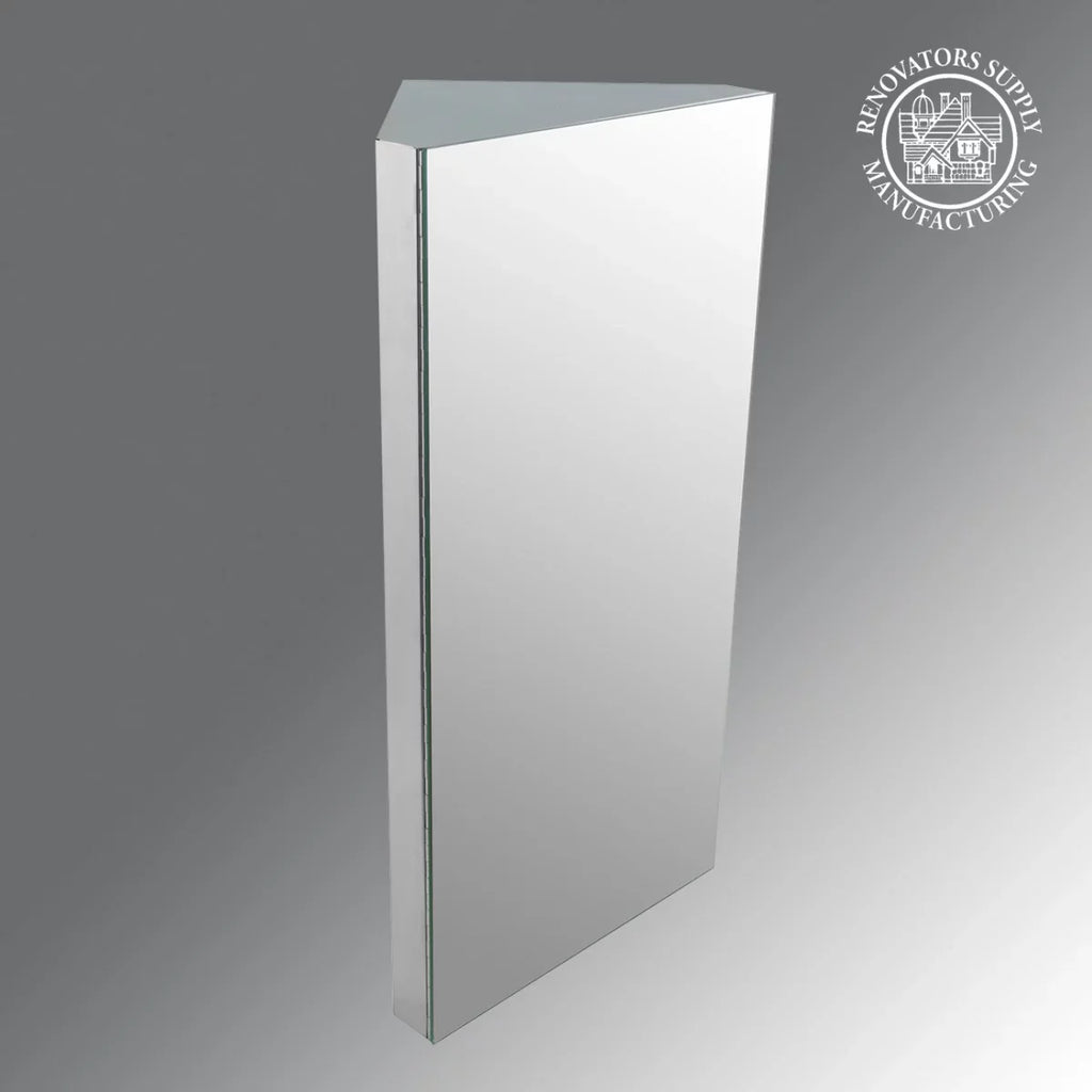 Corner Medicine Cabinet w/Mirror Bathroom Stainless Steel Wall Mount Cabinet Triple Shelf Opens to Left w/Screws Renovator's Supply