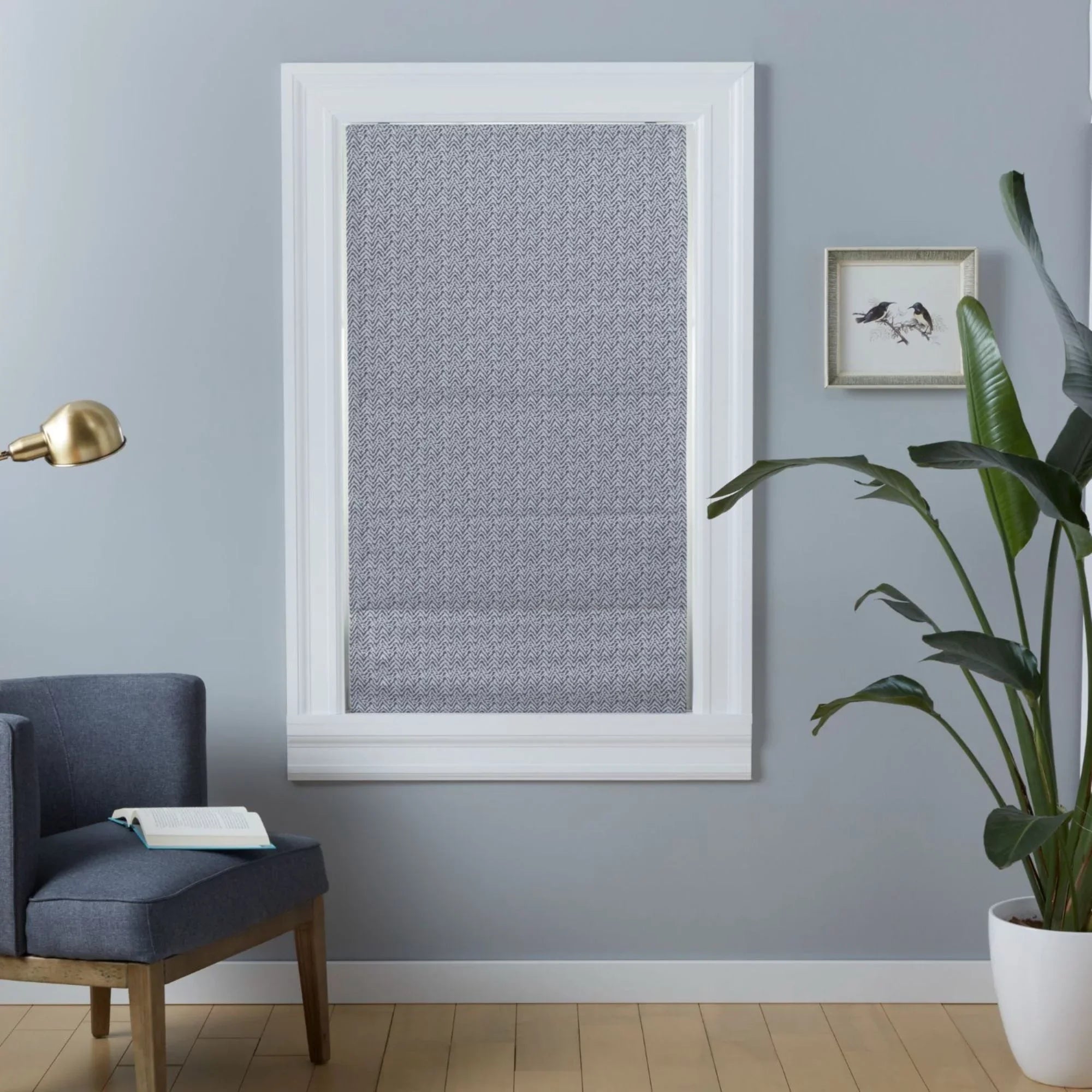 Exclusive Home Esme Total Blackout Roman Shade, 34"x64", Dark Grey