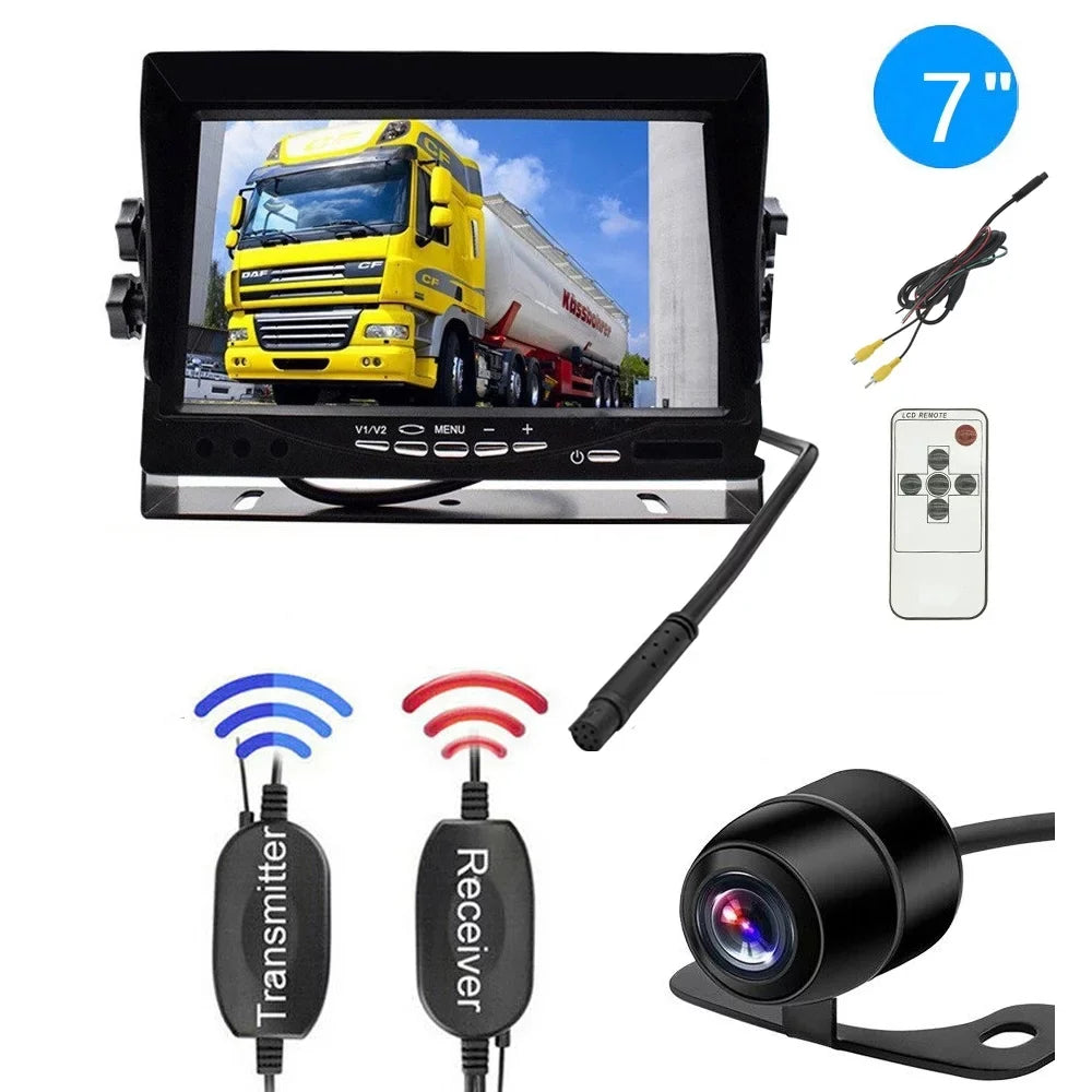 Backup Camera Wireless Car Rear View HD Parking System Night Vision + 7inch Monitor