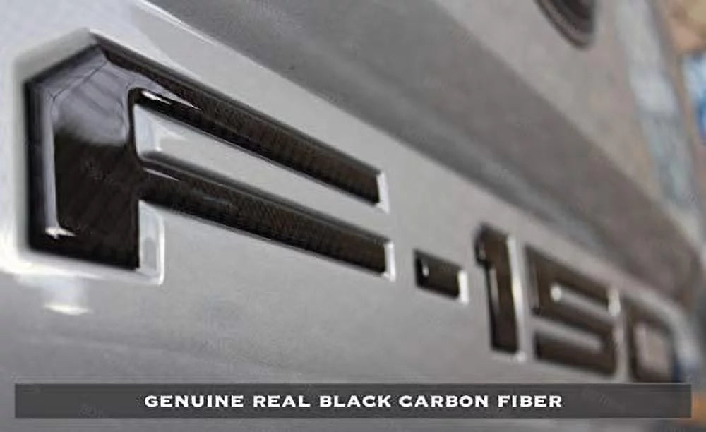 BDTrims | Domed Raised Tailgate Letters Inserts fits 2018 2019 F-150 Models (Real Black Carbon)