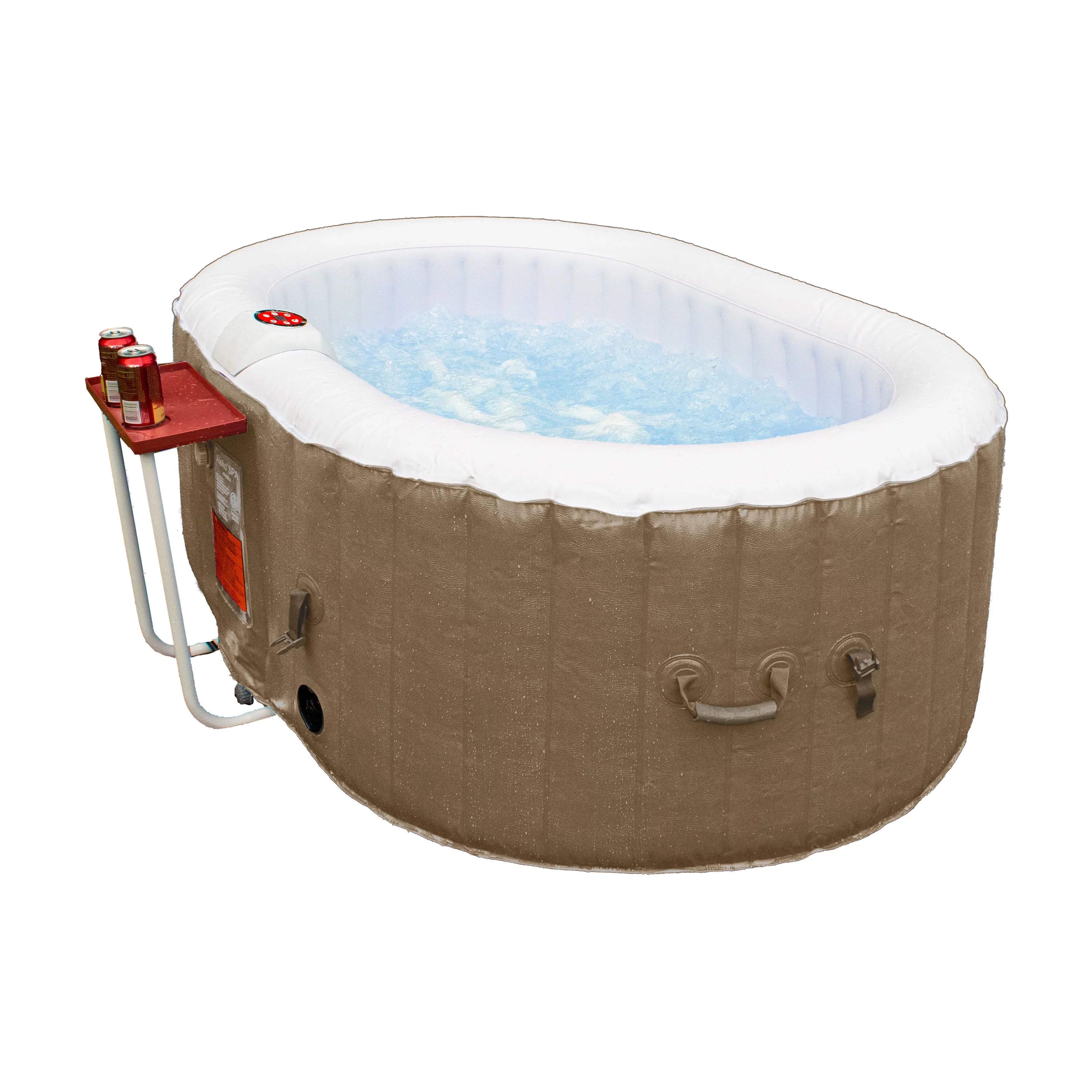 ALEKO 145 Gallon 2 Person Brown Oval Inflatable Jetted Hot Tub with Shield