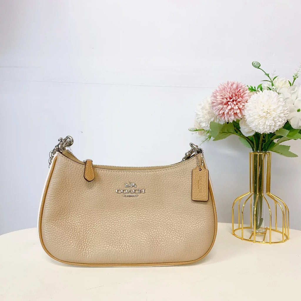 Coach CA173 Teri Shoulder Bag In Colorblock IN Silver Sandy Beige Multi