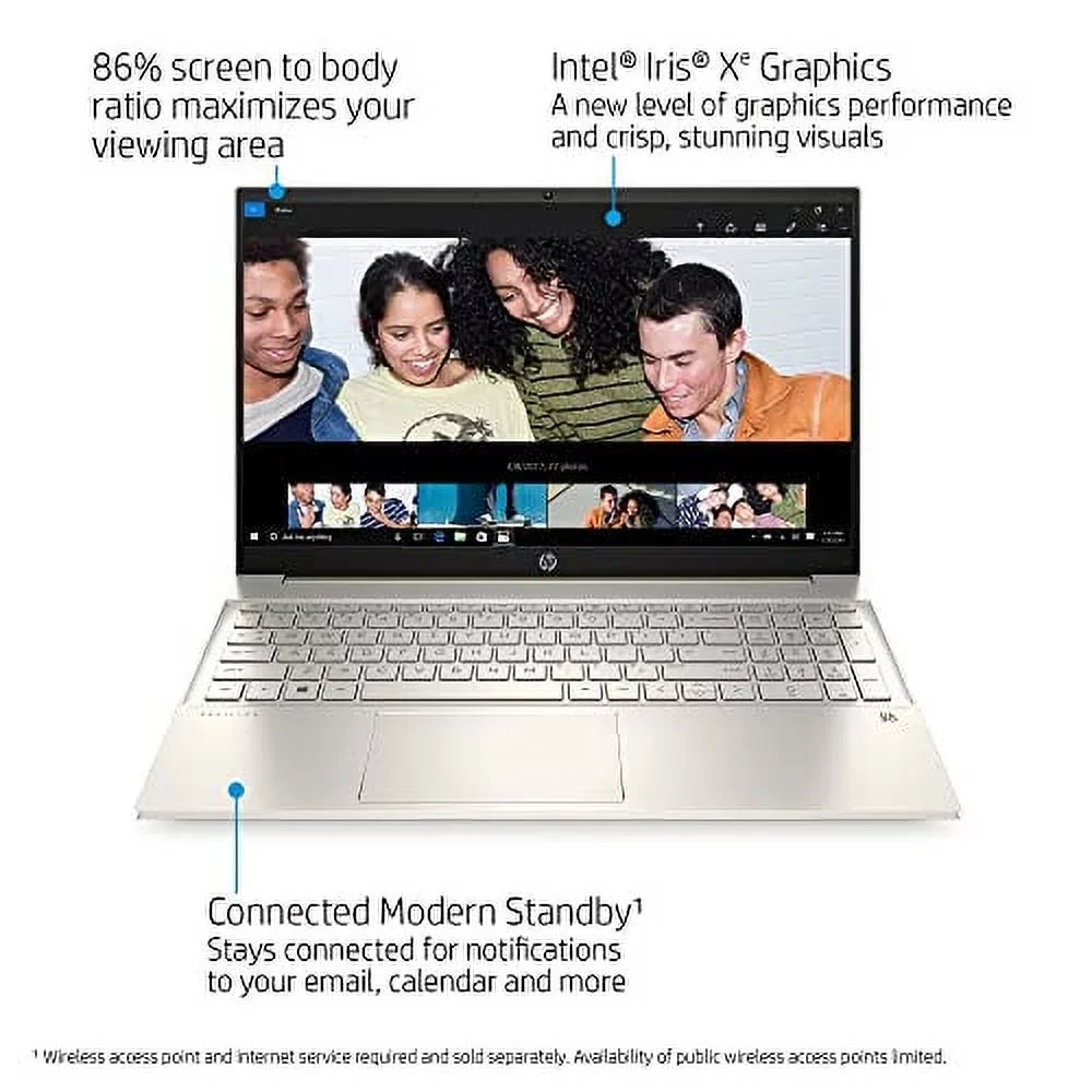 HP 2022 Pavilion 15.6" IPS FHD Touchscreen Laptop 4- i7-1165G7 Iris Xe Graphics 32GB RAM DDR4 1TB NVMe SSD USB-C WiFi AX Bluetooth HDMI Webcam Backlit Keyboard Windows 11 Pro w/RE USB