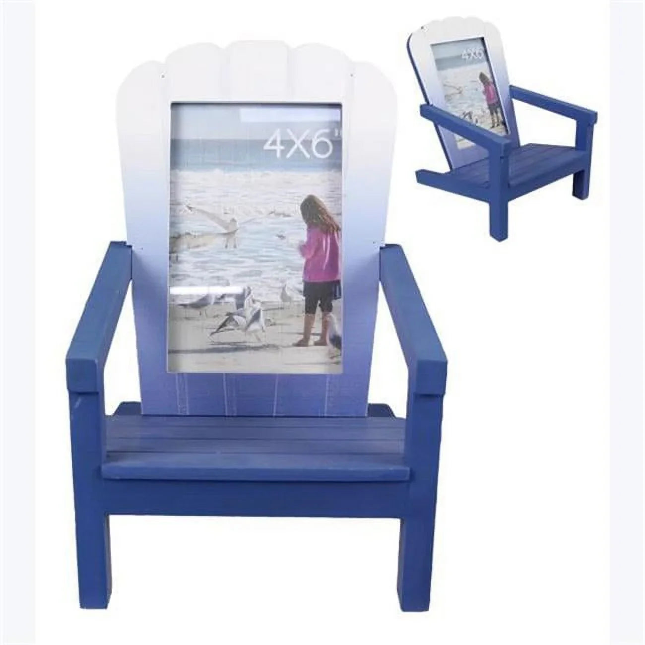 4 x 6 in. Wood Coastal Ombre Adirondack Chair Picture Frame