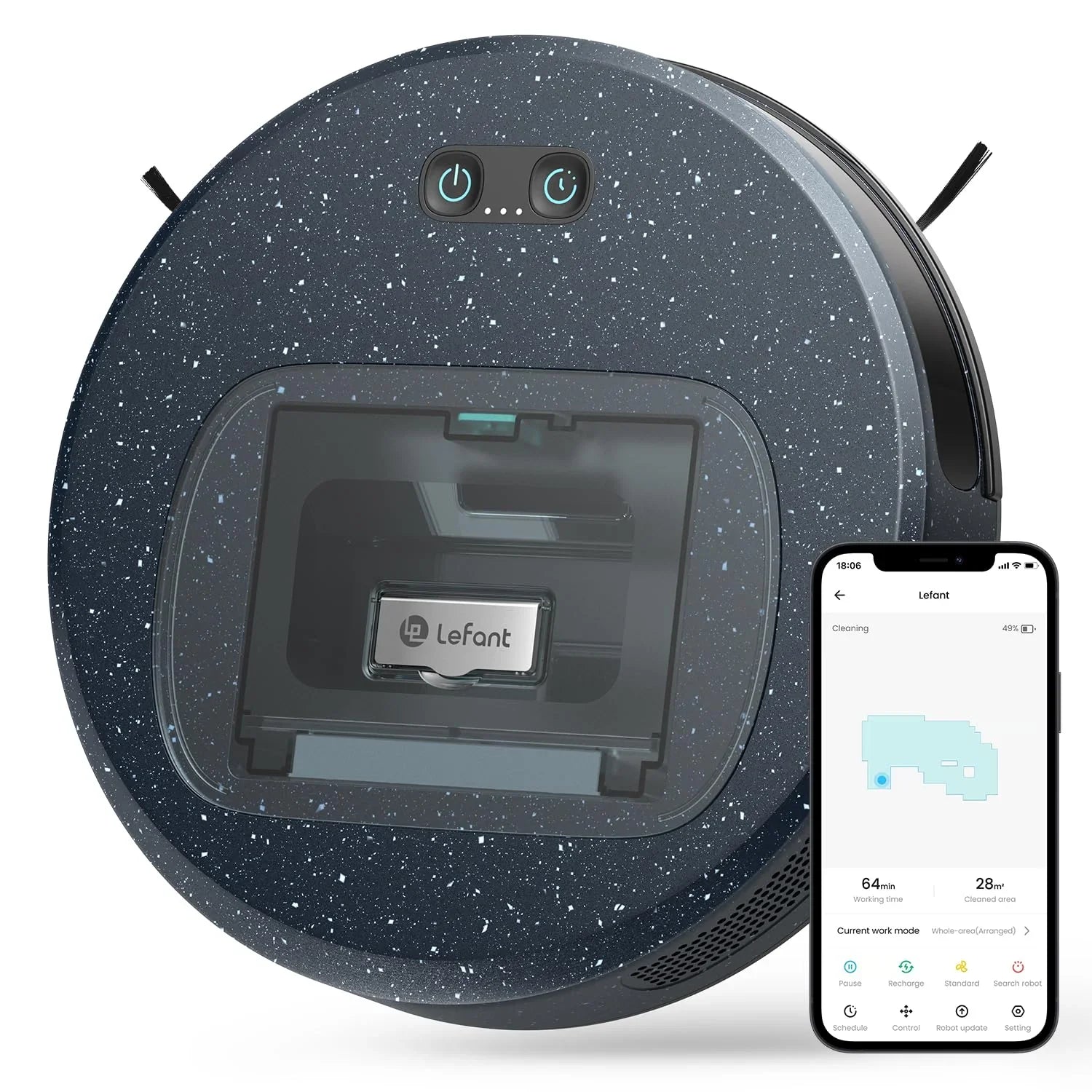 Lefant F1 Robot Vacuum Cleaner, 600ml Visual Dust Box, Wi-Fi/App/Alexa Control, 5000Pa Strong Suction, Ultra Thin Home Robotic Vacuums for Pet Hair, Hard Floors and Carpet