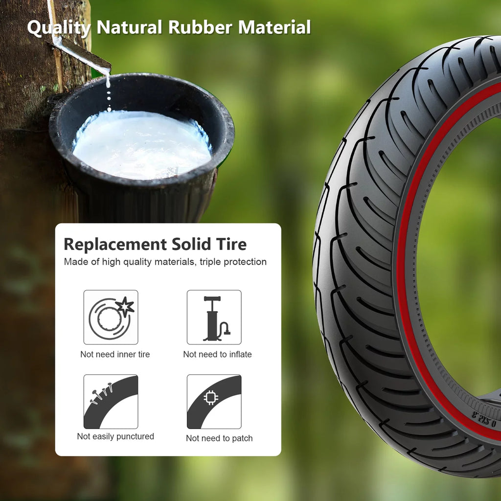 Tomshoo M365 E Tyre 2pcs 8.5 Inch Solid Rubber Tire Set with Mounting Tool for Puncture proof Riding