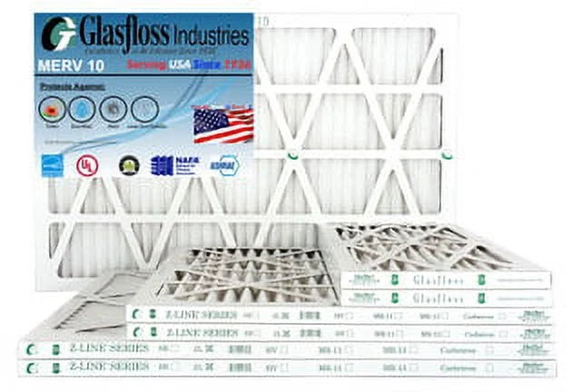 Glasfloss 12x36x1 - MERV 10 - Pack of 4 - Furnace Air Filter - Made in USA (Actual Size: 11.5 x 35.5x7/8 inch)