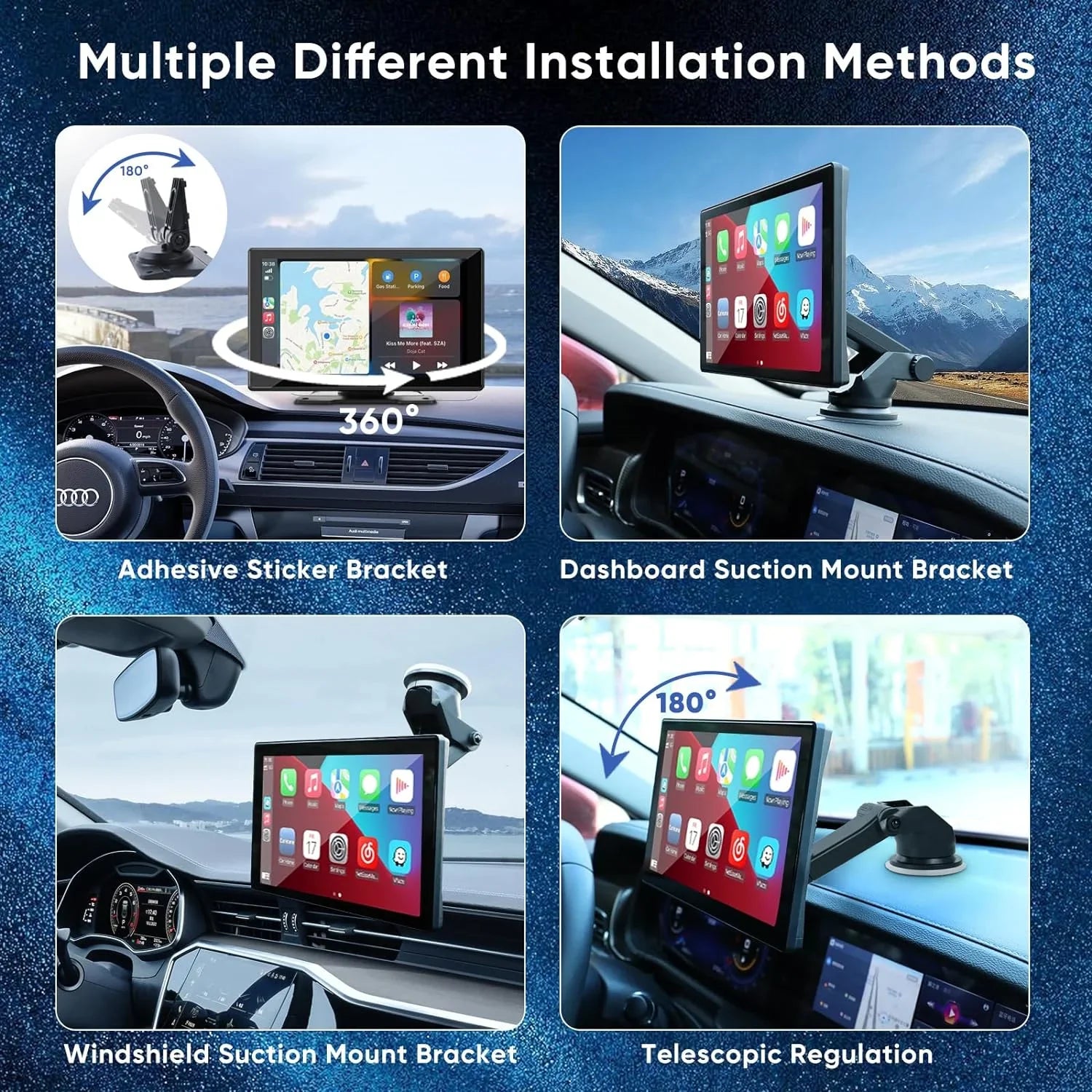 THONZER Portable Wireless Carplay Car Stereo with 2.5K Dash Cam - 9" HD IPS Screen, Android Auto, 1080p Backup Camera, Loop Recording, Bluetooth, GPS Navigation Head Unit, Car Radio Receiver