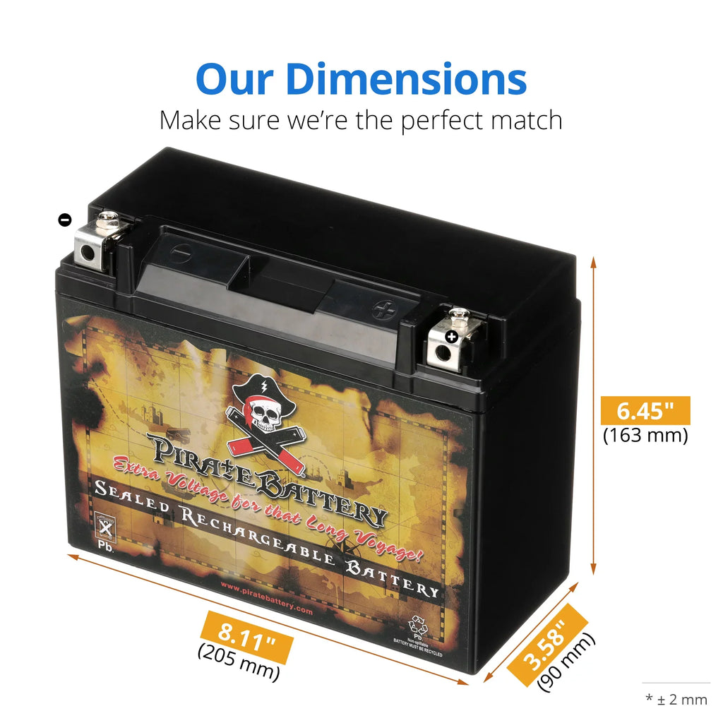 Pirate Battery Y50-N18L-A3 (50-N18L-A3 12 Volt,20 Ah, 260 CCA) Power Sports Battery replaces Gtx18l-bs M6250h 44006