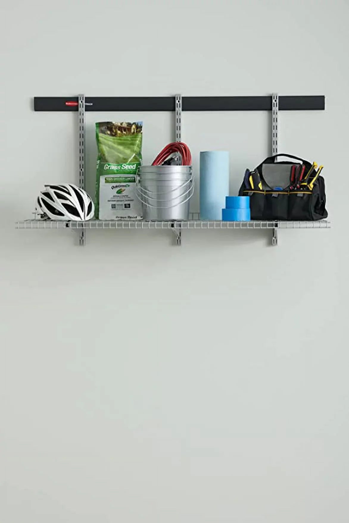 Rubbermaid Fast Track Garage 9-Piece Steel Wire Shelf Starter Kit, Track Storage System