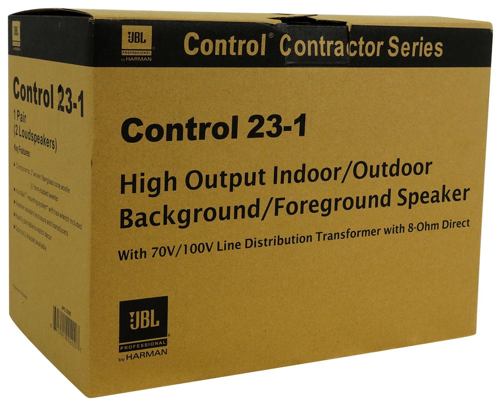 (6) JBL Control 23-1 Black 3" Indoor/Outdoor 70v Commercial Wall Speakers + Amp