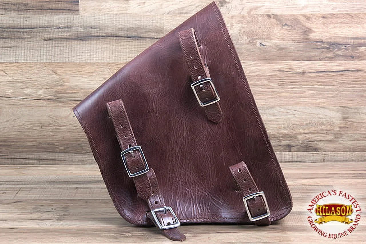 74HS Motorcycle Bike Right Side Saddle Bag Leather Softail Rigid Hilason