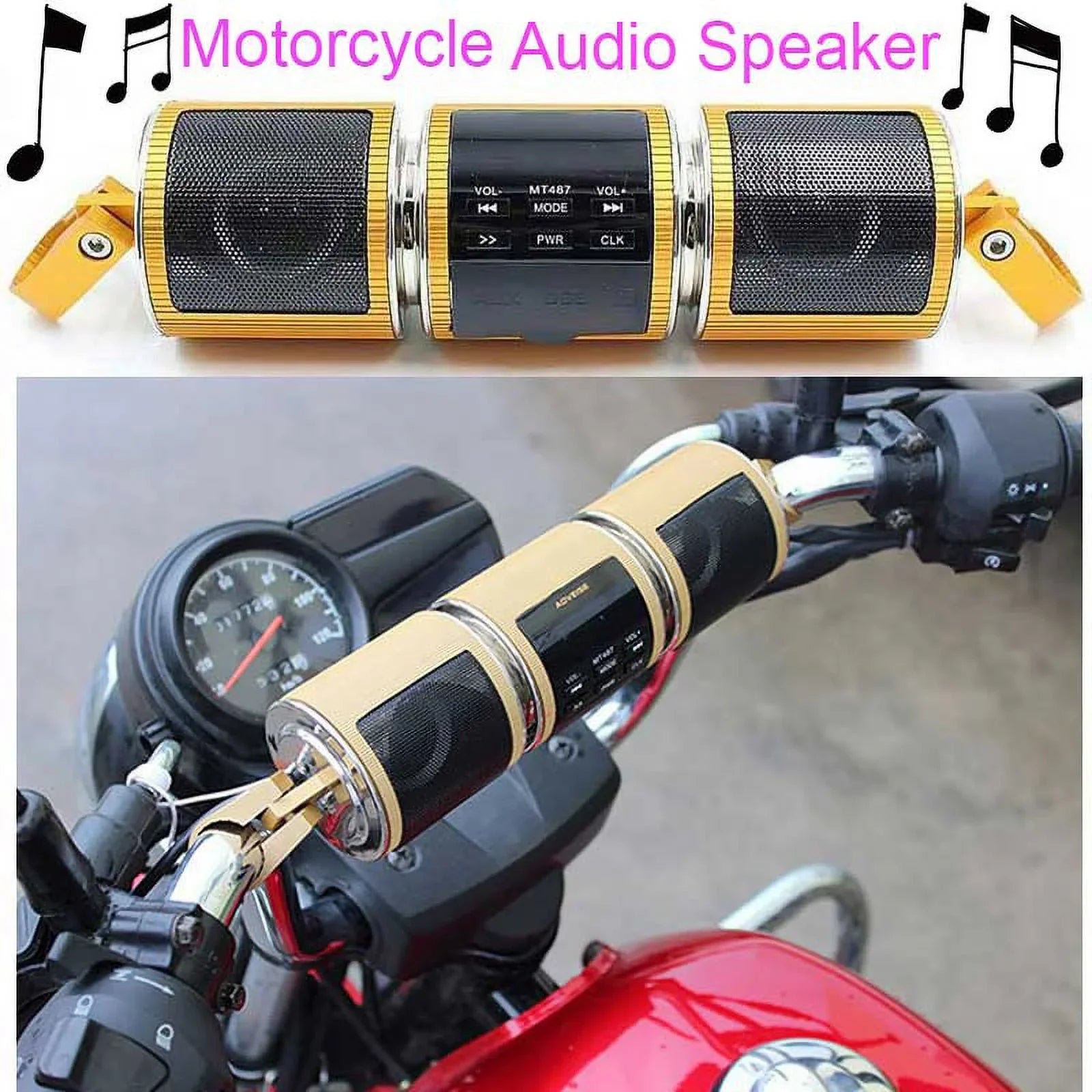 Motorcycle Bluetooth V2.1+ EDR Audio Speaker Waterproof Durable Motorbike Stereo FM Radio USB TF Card MP3 Player
