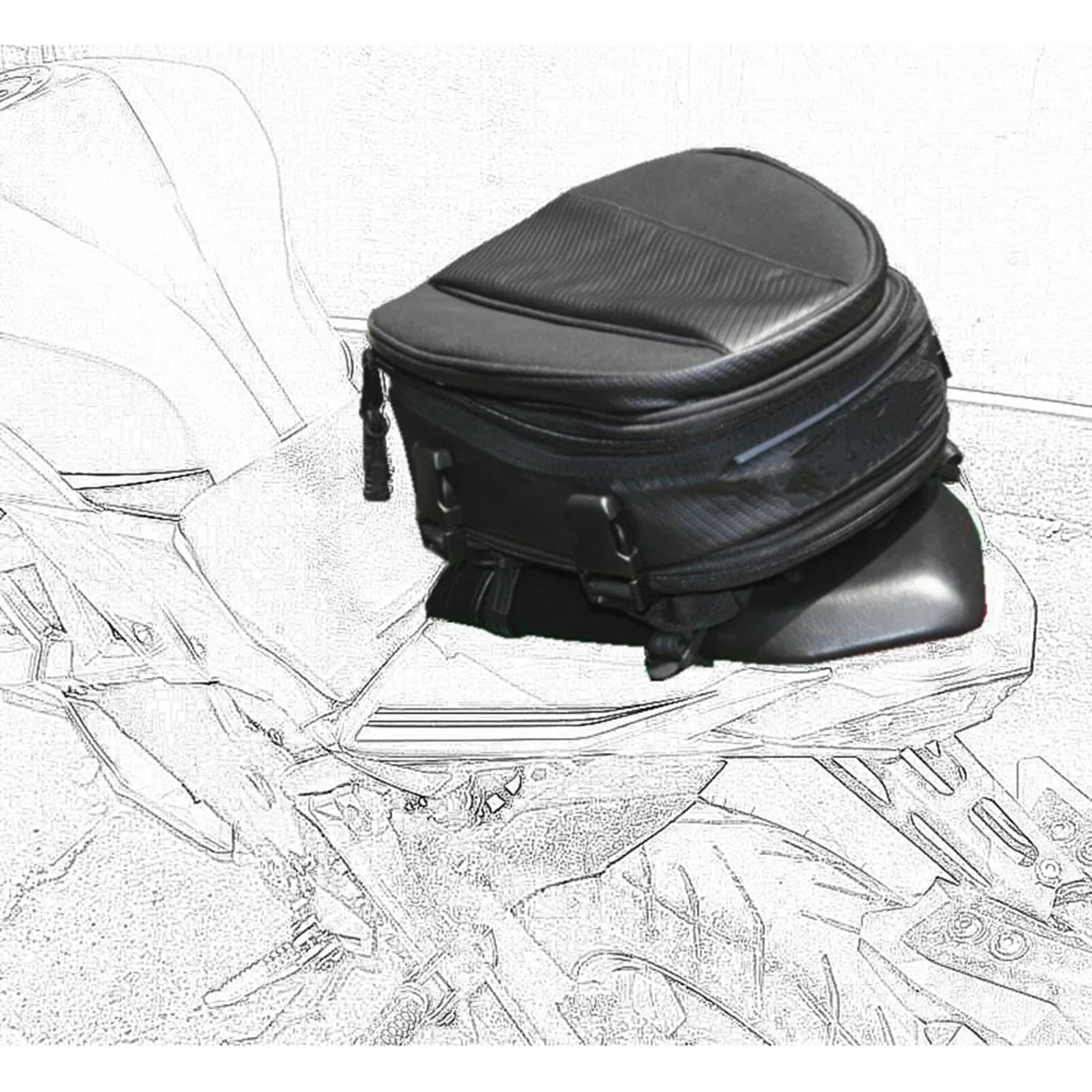 Motorcycle Rear Seat Tail Leather Pack Bag Expandable Luggage Bag PU