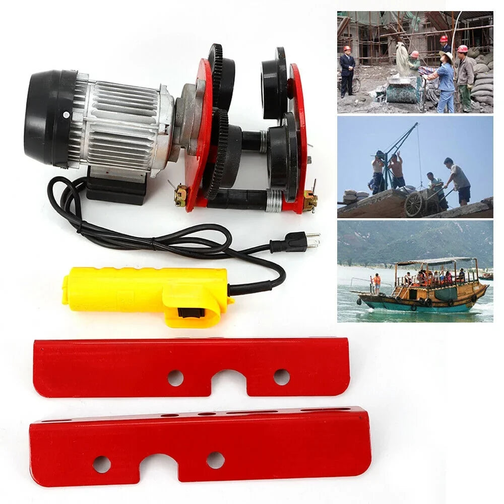 Electric Hoist Lift 2000LBS Overhead Electric Motor Hoist Trolley Garage Winch Crane w/I-Beam Links, Remote Control, 1400r/m, Heavy Duty Automatic Shop Overhead Motor Hoist Lift
