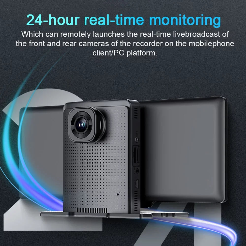 Shinysix Multi-language Dual Lens Car Video Recorder Auto Dash Cam Car Camera Recorder Night Viewing 10.26in DVR 170 Degree Wide Angle Car Global Positioning System Navigation Camcorder