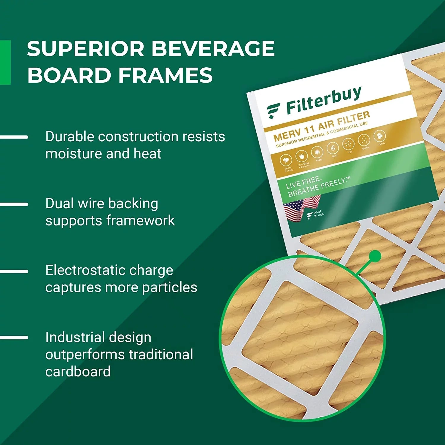 Filterbuy 10x20x1 MERV 11 Pleated HVAC AC Furnace Air Filters (12-Pack)