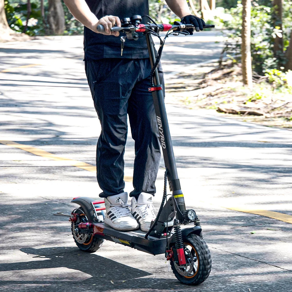 iENYRID Commuter E-Scooter Adult Electric Scooter with Seat, Folding Adult Electric Skateboard up to 330lbs and 28 Miles Long Range, 10 inch Off Road Tires 600W(Peak 800W)