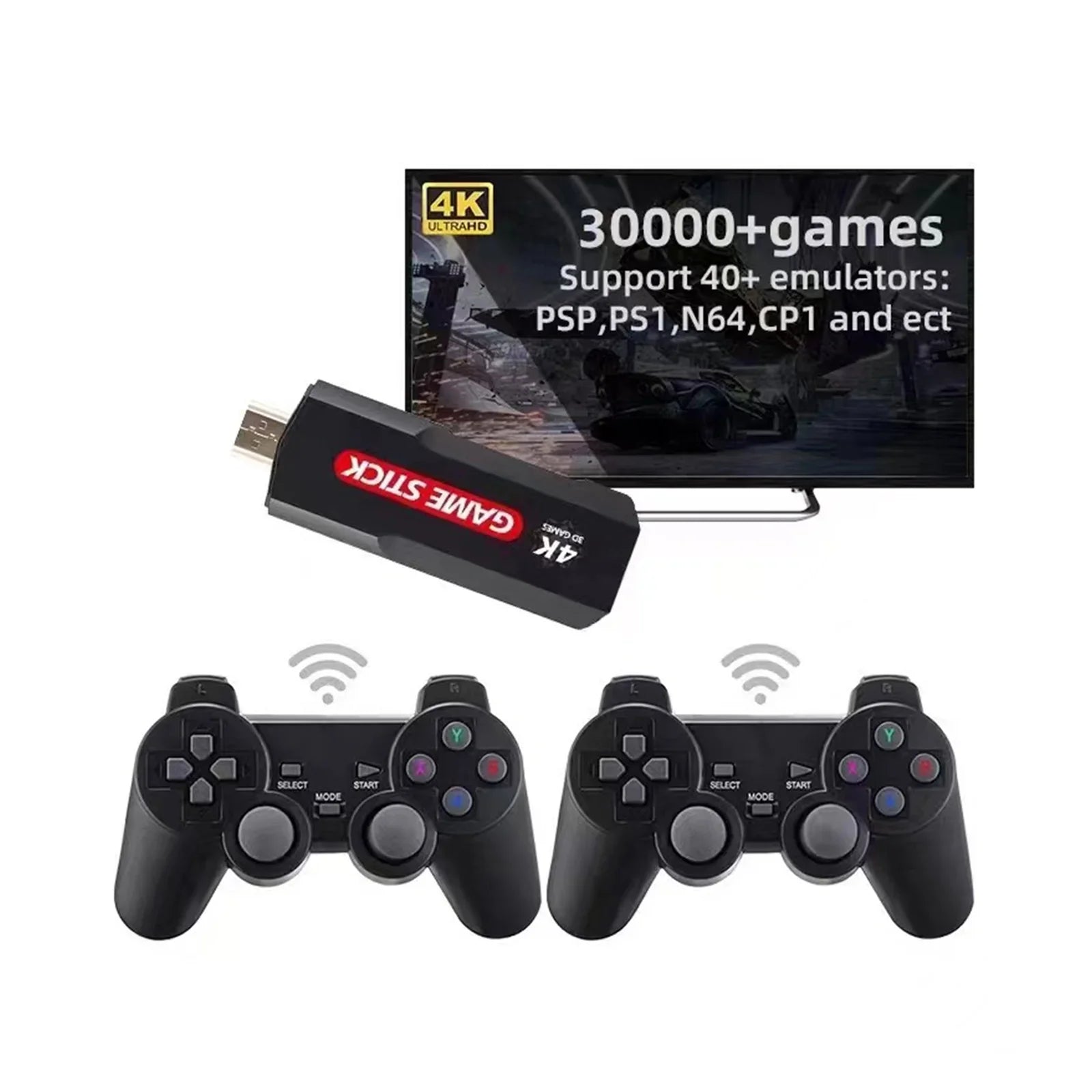 Upgrade Wireless Retro Games Console, X2 Plus Game Stick Retro Console Double Wireless Controller,30000+ Games,128GB