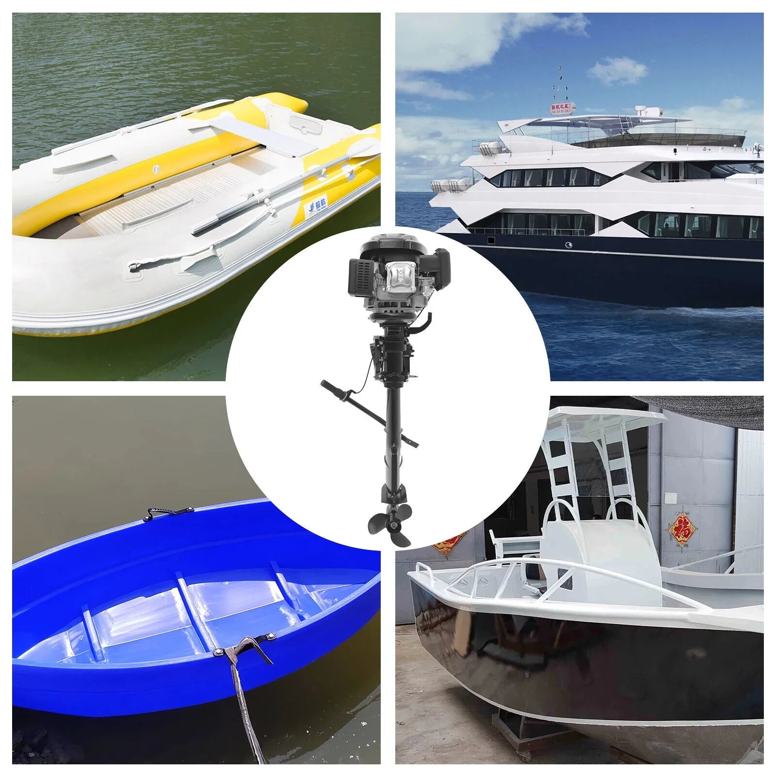 7.5 HP 3600R/Min Outboard Motor Fishing Craft EngineWater Cooling System 196CC 1.8 Liters