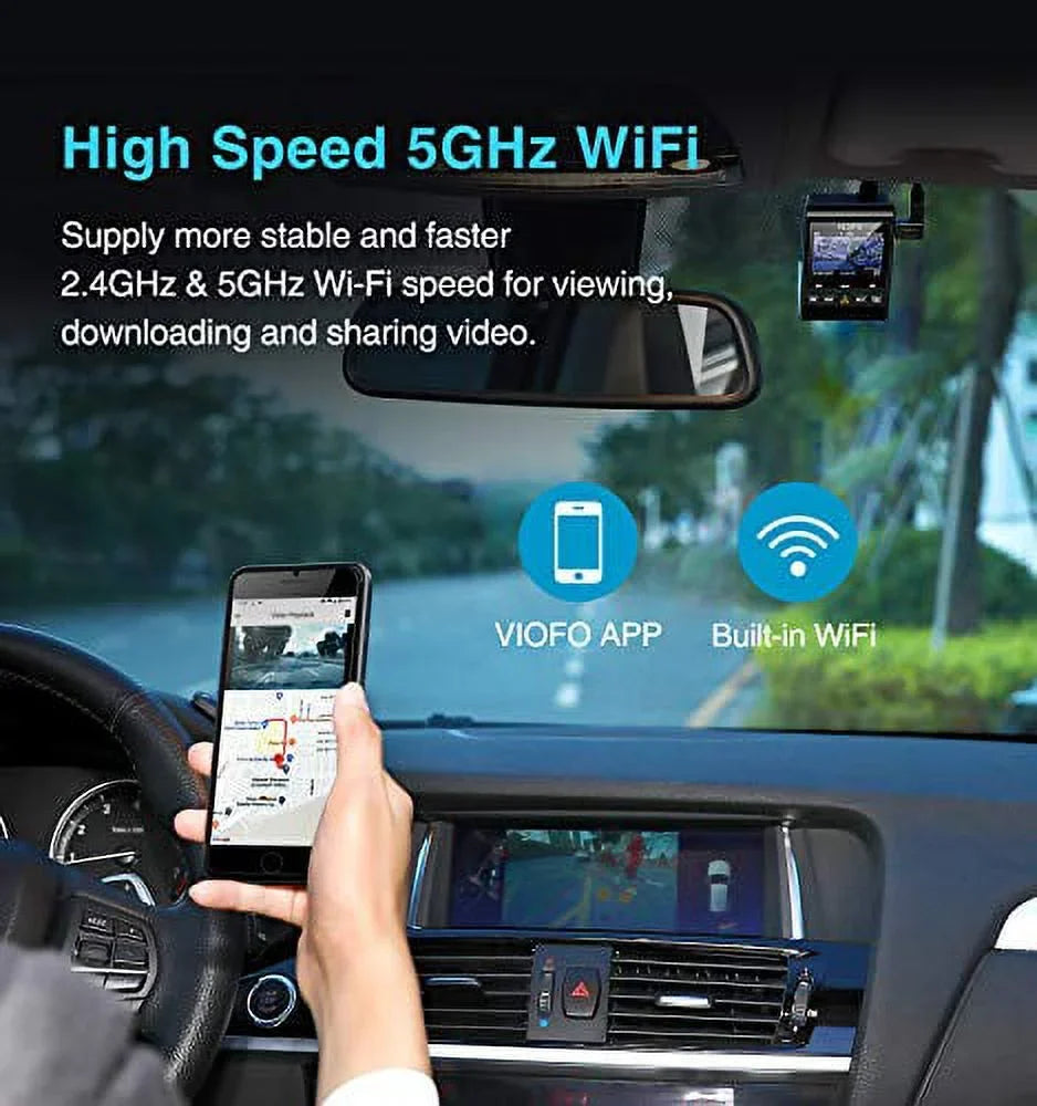 VIOFO A129 Pro 4K Dash Cam 3840x2160P Ultra HD 4K Dash Camera 8MP Sensor GPS Wi-Fi, Buffered Parking Mode, G-Sensor, Motion Detection, WDR, Loop Recording