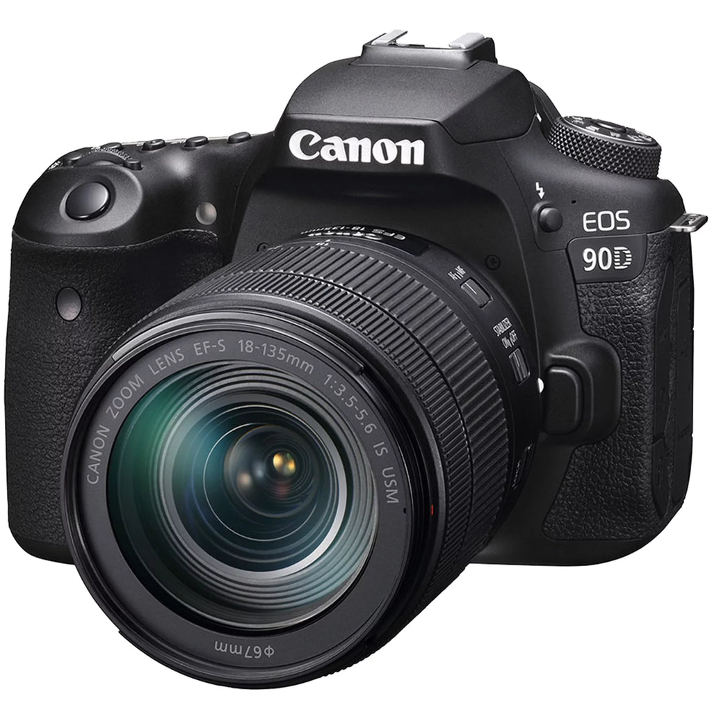 Canon EOS 90D DSLR Camera with 18-135mm IS USM Lens + SanDisk 64GB Card + Case + Wideangle + Tripod + ZeeTech Accessory Bundle