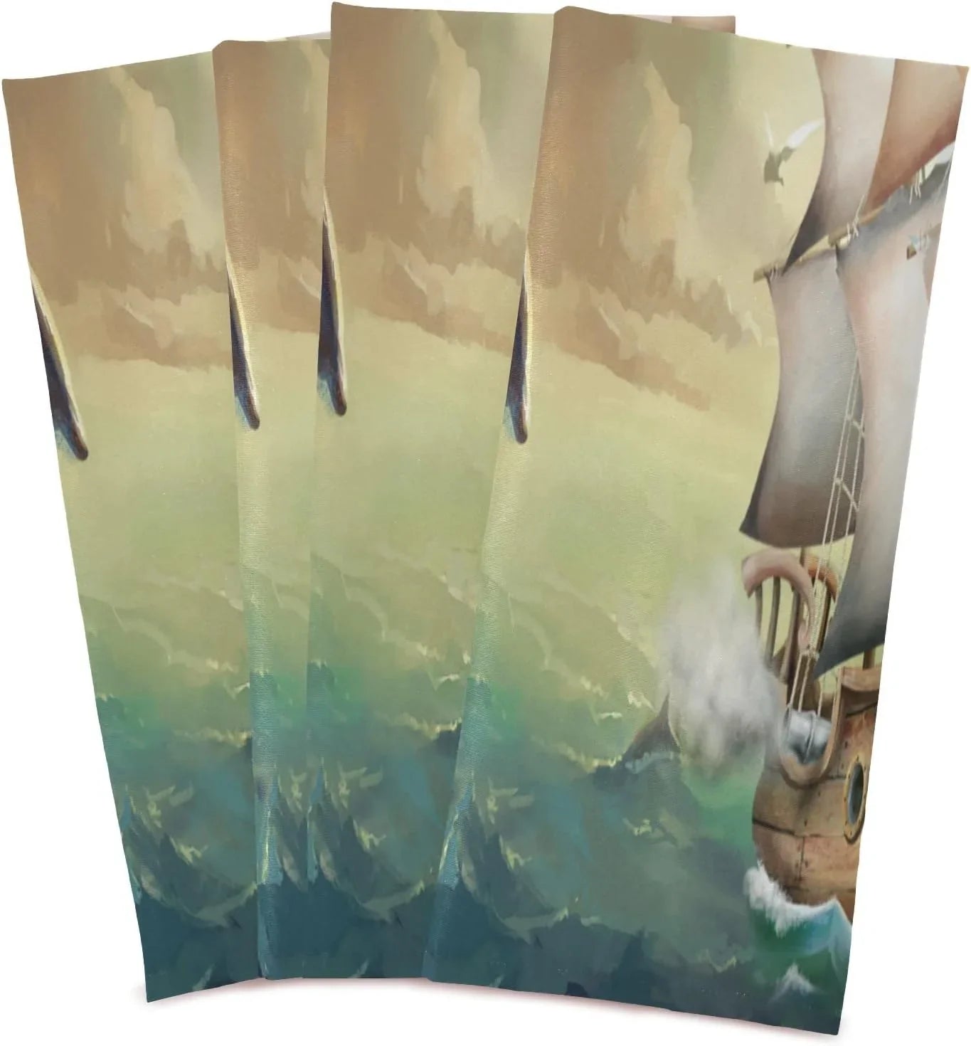 Jumping Dolphins Vessel Tea Towels Set of 6 Ocean Summer Kitchen Dish Cloth with Hanging Loop, 18"x28"Lint-Free Absorbent Towel for Kitchen Drying Wiping and Cleaning
