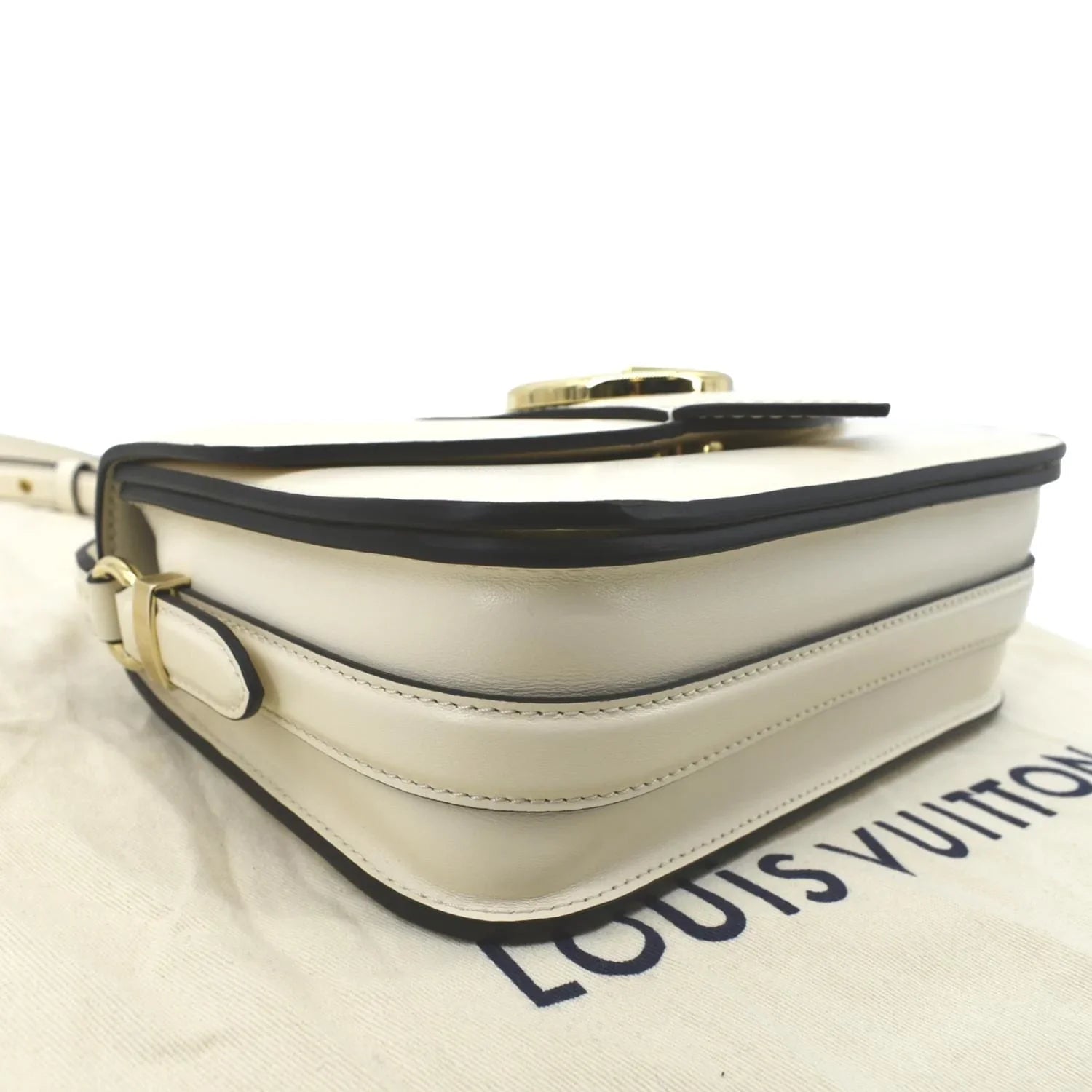 Pre-owned LOUIS VUITTON Pont 9 Calfskin Leather Shoulder Bag Creme