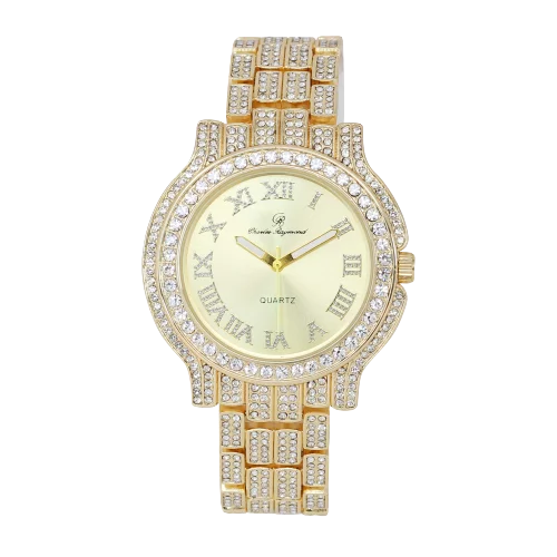 Women's Luxury Crystal Diamonds Iced Out Watch, a True Testament to blinged-Out Beauty and Timeless Glamour (L0504LA-T Classic-GLD)