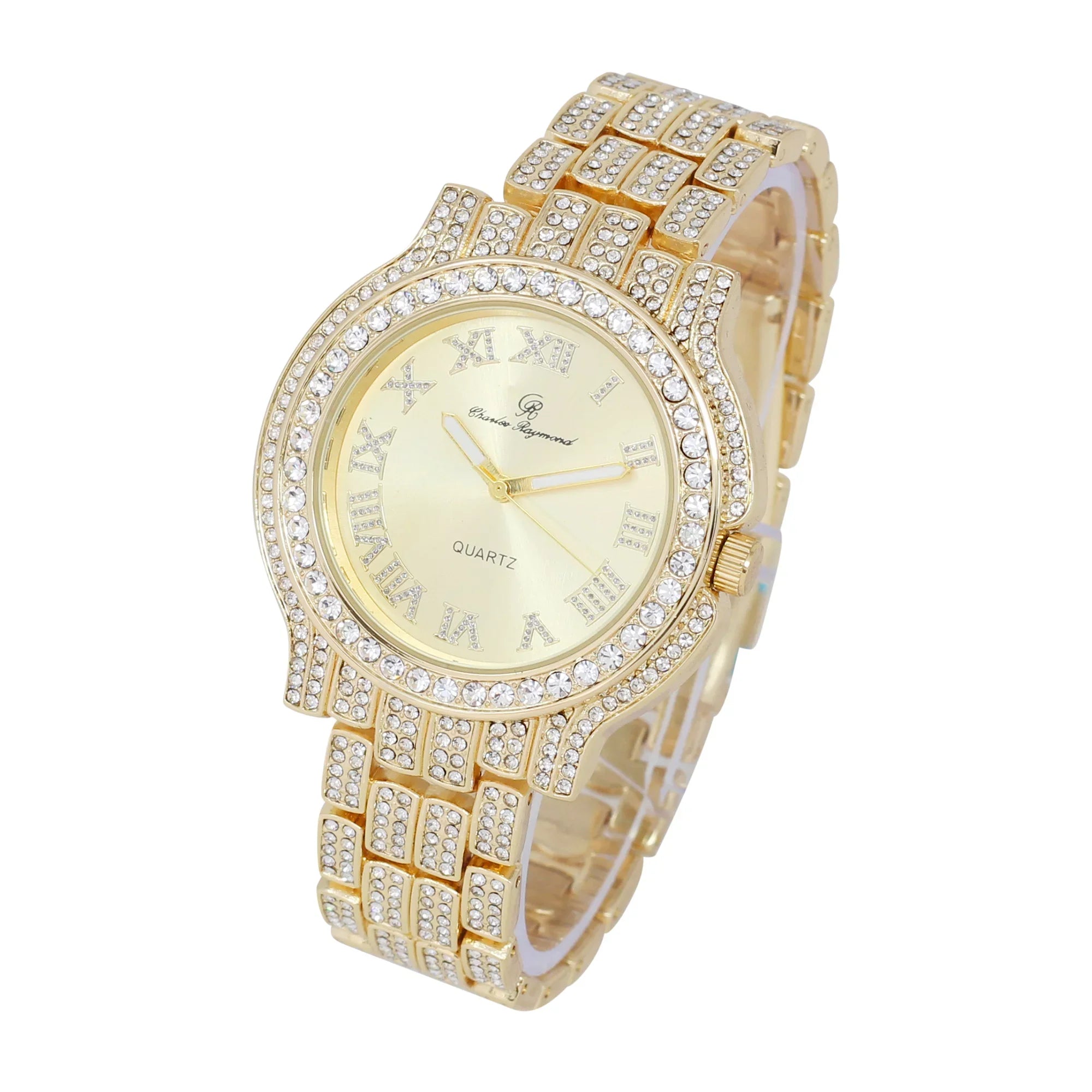Women's Luxury Crystal Diamonds Iced Out Watch, a True Testament to blinged-Out Beauty and Timeless Glamour (L0504LA-T Classic-GLD)